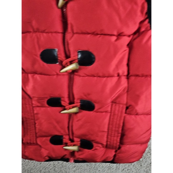 Ruff Hewn Puffer Sleeveless Red Quilted Tweed Vest Rope Latch Buttons Womens PM - Picture 12 of 16